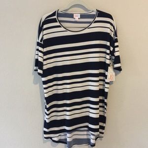 LulaRoe blouse navy and white